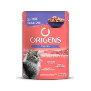 RAÇÃO ÚMIDA ORIGENS SACHE GATO CASTRADO FRANGO 85G