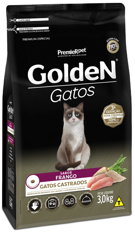 GOLDEN FORMULA GATOS ADULTOS CASTRADOS FRANGO 3 KG