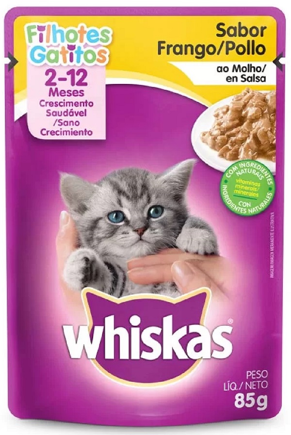 WHISKAS SACHE P/ GATOS FILHOTES FRANGO MOLHO 2-12 MESES 85 G