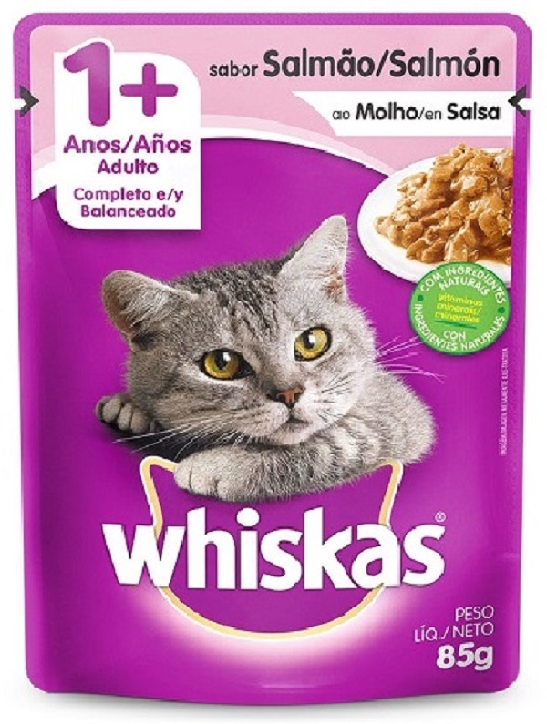 WHISKAS SACHÊ P/ GATOS ADULTOS SALMÃO AO MOLHO 85 G