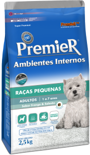 PREMIER AMBIENTES INTERNOS CÃES ADULTOS FRANGO E SALMÃO 2,5 KG