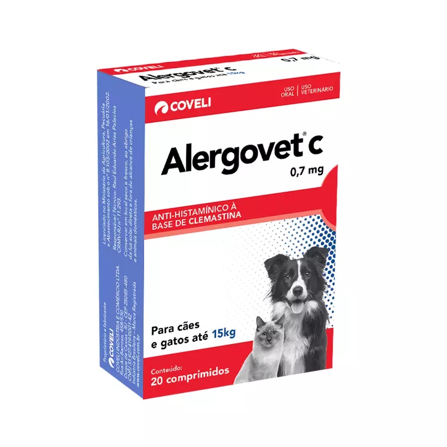 ANTI-HISTAMÍNICO COVELI ALERGOVET C 0,7 MG