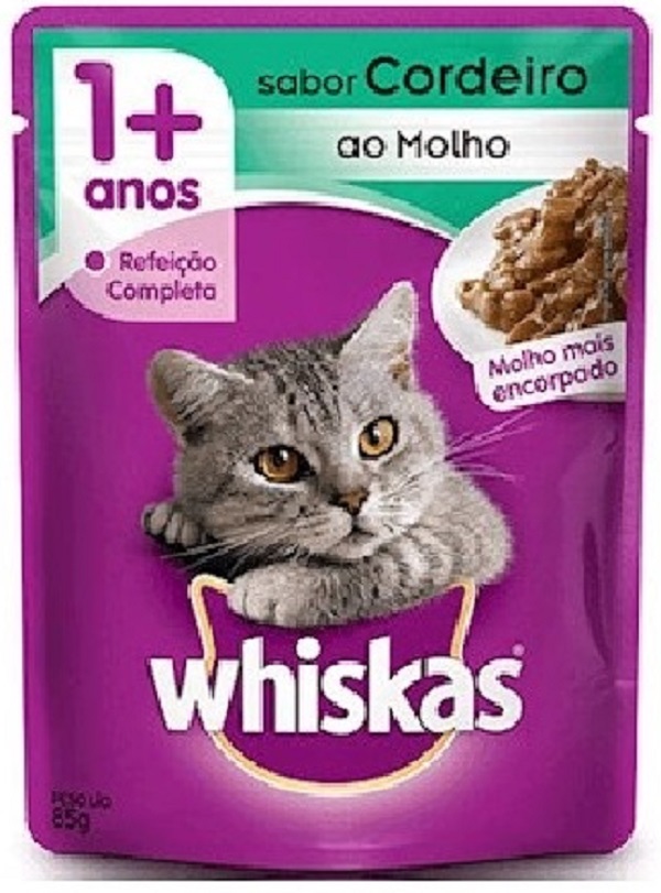 WHISKAS SACHÊ P/ GATOS ADULTOS CORDEIRO AO MOLHO 85 G