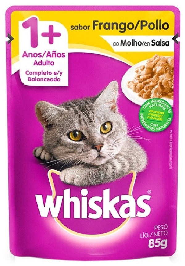 WHISKAS SACHÊ P/ GATOS ADULTOS FRANGO AO MOLHO 85 G