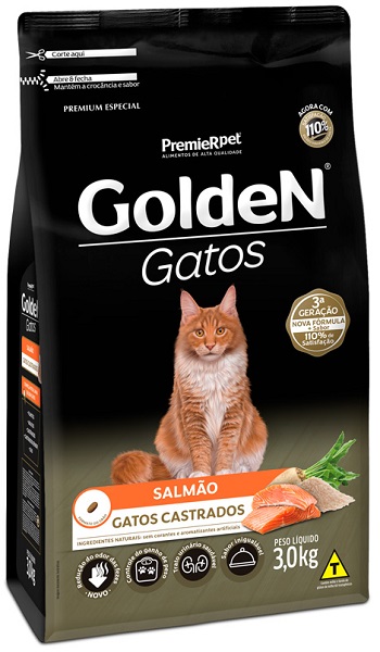 GOLDEN FORMULA GATOS ADULTOS CASTRADOS SALMAO 3 KG