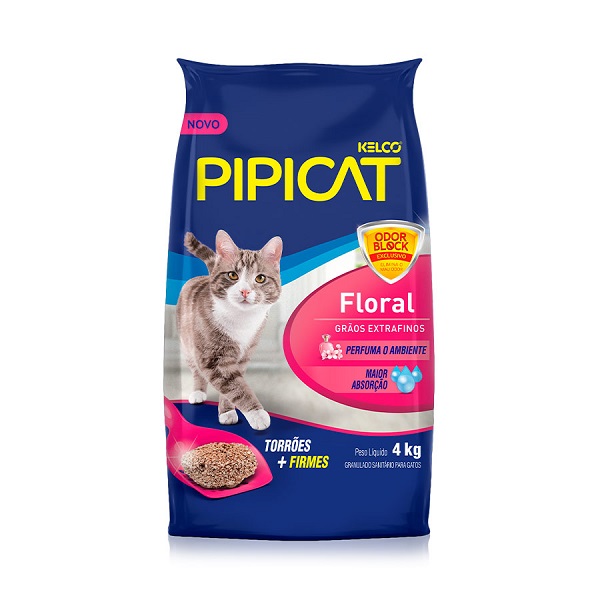 AREIA HIGIÊNICA PIPICAT FLORAL 4 KG (F-6)