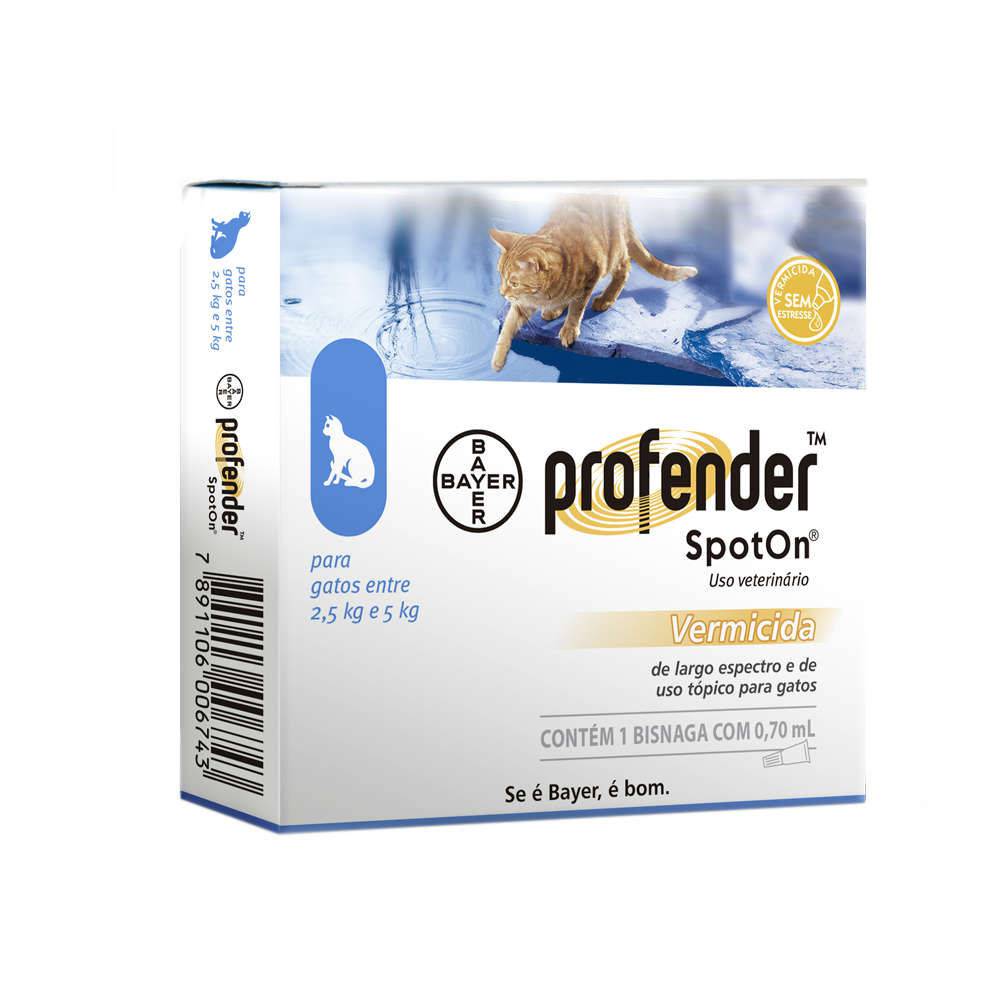 VERMÍFUGO PROFENDER SPOT ON PARA GATOS DE 2,5 KG A 5 KG - 0,70 ML