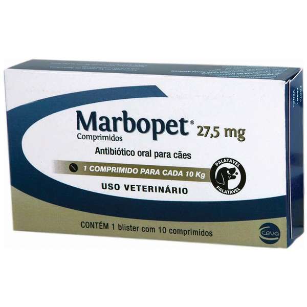 ANTIBIOTICO CEVA PARA CÃES MARBOPET 27,5 MG