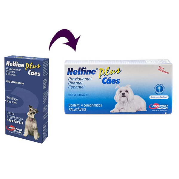 AGENER VERMIFUGO HELFINE PLUS P/ CAES 10 KG C/ 4 COMPRIMIDOS (***)