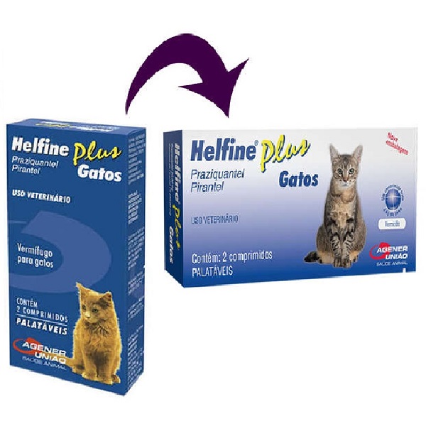 AGENER VERMIFUGO HELFINE PLUS P/ GATOS 4 KG C/ 2 COMPRIMIDOS (***)