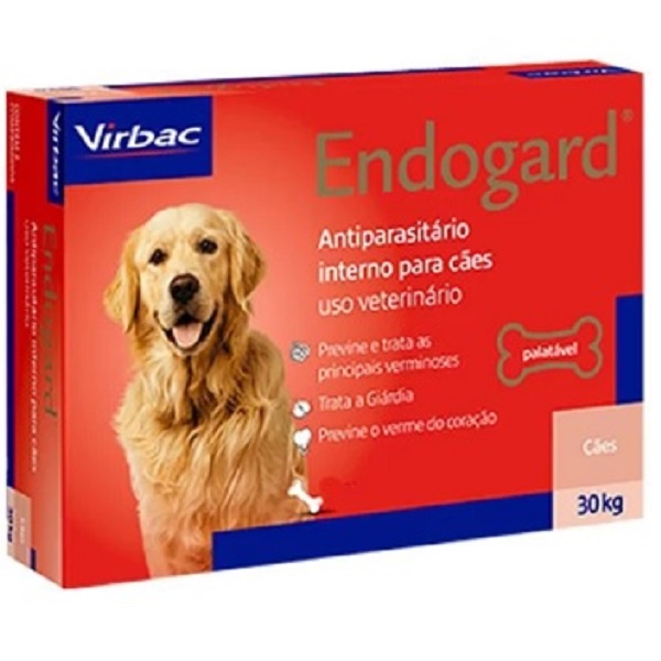 VERMÍFUGO VIRBAC ENDOGARD P/ CÃES 30 KG C/ 02 COMPRIMIDOS