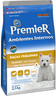 PREMIER AMBIENTES INTERNOS CÃES FILHOTES FRANGO E SALMÃO 2,5 KG