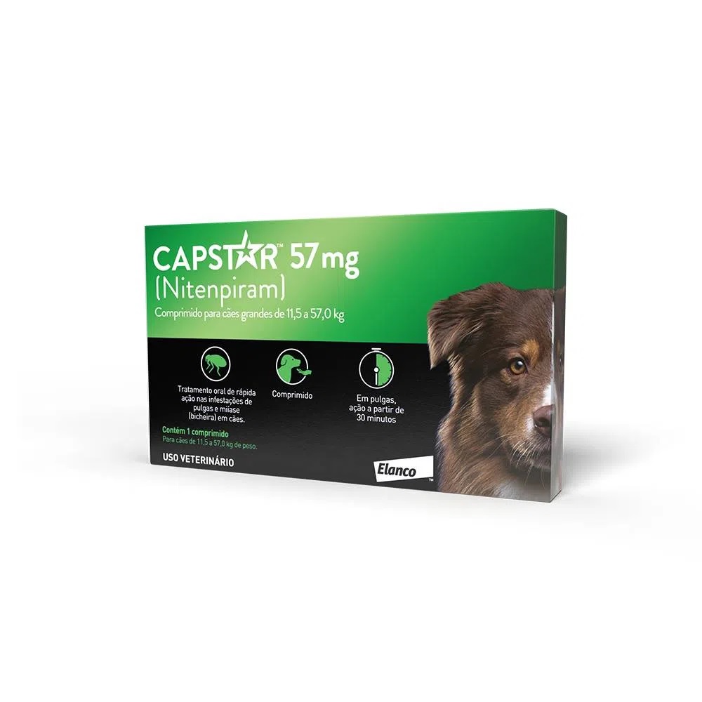 CAPSTAR 57 MG ANTIPULGAS ELANCO PARA CÃES ACIMA DE 11,4 KG (C-6)