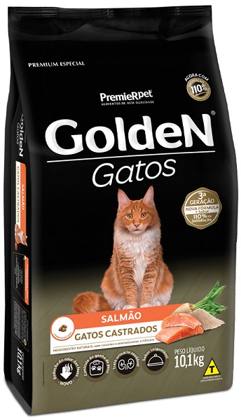 GOLDEN FORMULA GATOS ADULTOS CASTRADOS SALMÃO 10,1 KG