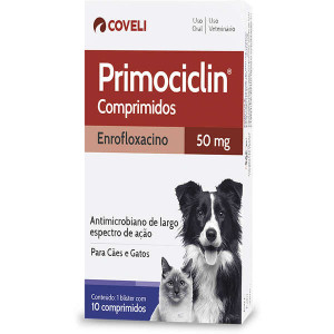 ANTIMICROBIANO COVELI PARA CÃES E GATOS PRIMOCICLIN 50 MG C/ 10COMPRIMIDOS