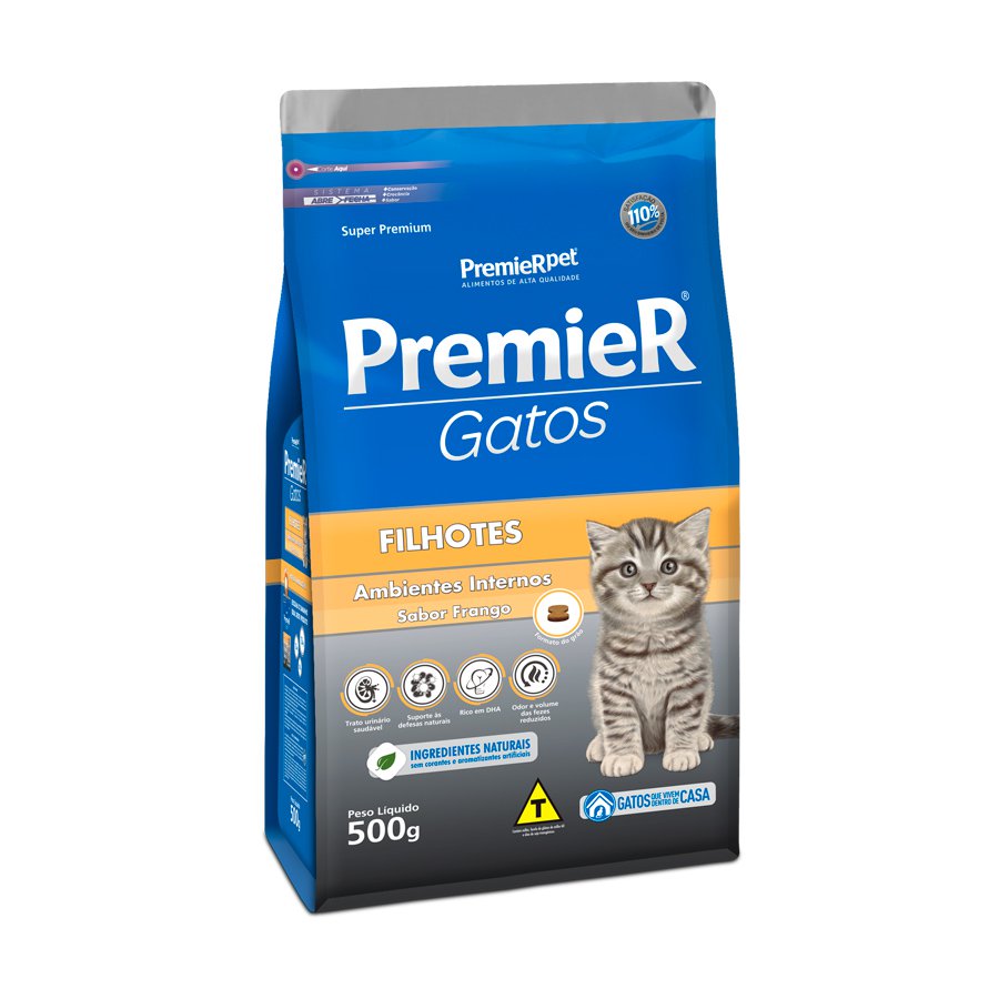 PREMIER AMBIENTES INTERNOS GATOS FILHOTES FRANGO 500 G