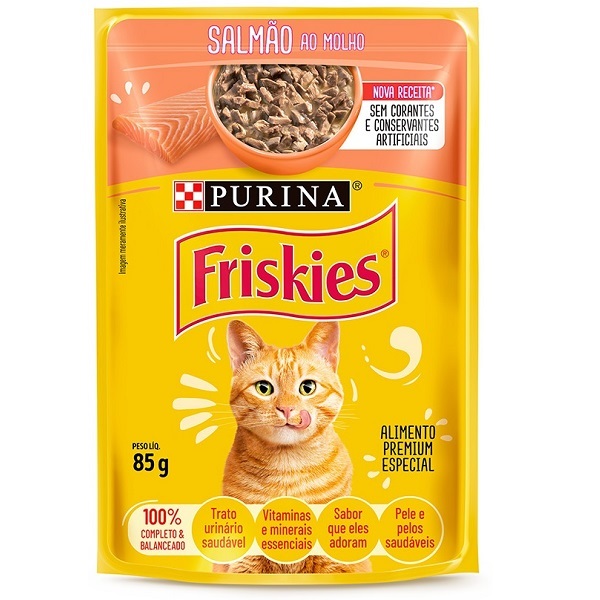 FRISKIES SACHÊ P/ GATOS ADULTOS SALMÃO AO MOLHO 85 G (C-15)