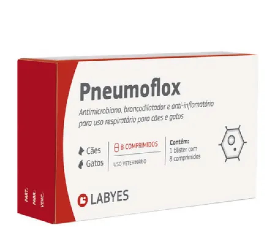 PNEUMOFLOX CÃES E GATOS 8 COMPRIMIDOS