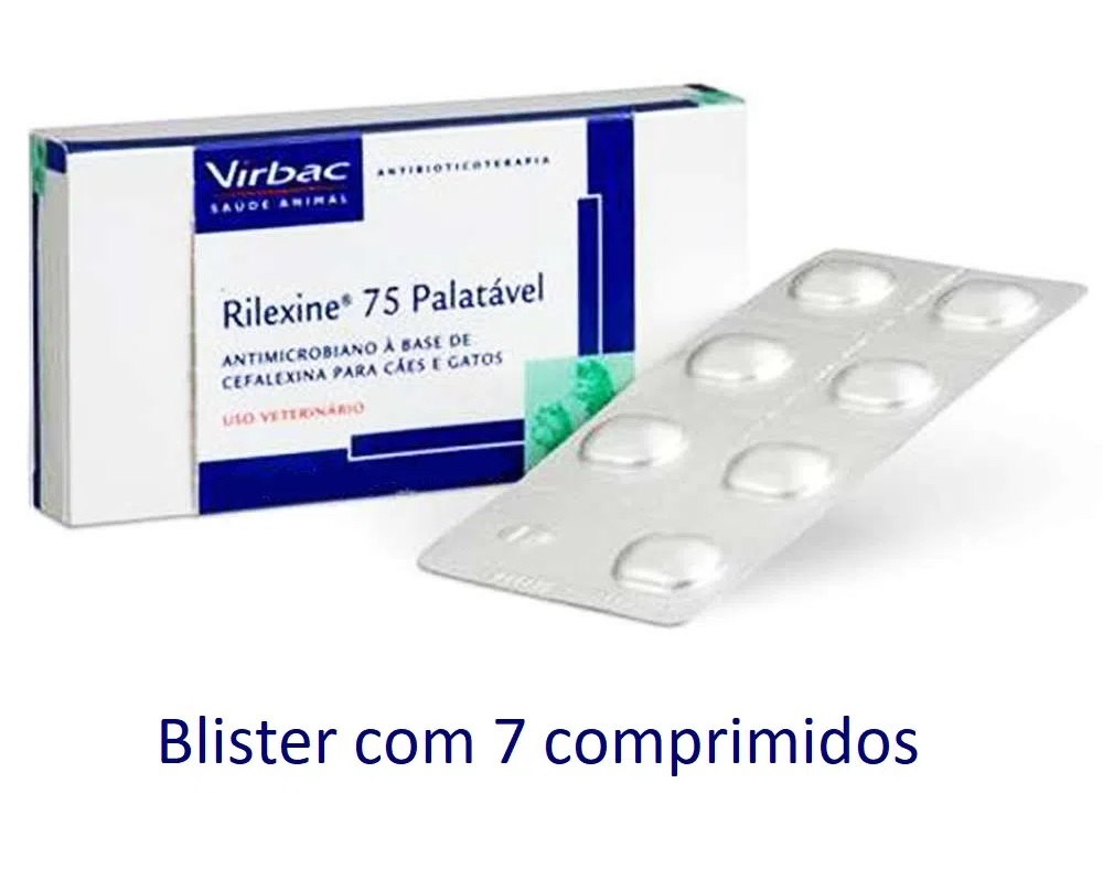 VIRBAC - RILEXINE ANTIBIÓTICO PALATÁVEL 75 MG CARTELA C/ 7 COMPRIMIDOS (C-20)