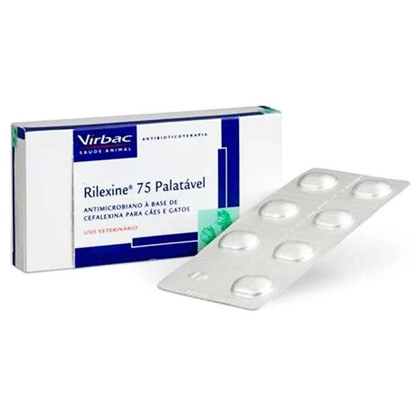 VIRBAC - RILEXINE ANTIBIÓTICO PALATÁVEL 75 MG CARTELA C/ 7 COMPRIMIDOS (C-20)