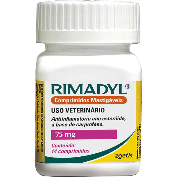 ANTI-INFLAMATÓRIO ZOETIS PARA CÃES RIMADYL 75 MG C/ 14 COMPRIMIDOS MASTIGÁVEIS