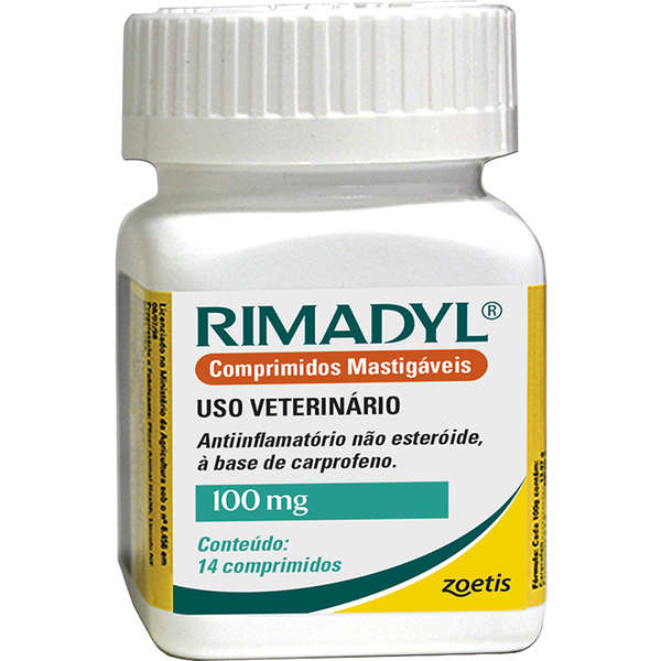 ANTI-INFLAMATÓRIO ZOETIS PARA CÃES RIMADYL 100 MG C/ 14 COMPRIMIDOS MASTIGÁVEIS