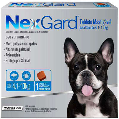 NEXGARD ANTIPULGAS E CARRAPATOS CÃES 4,1 A 10KG COM 1 TABLETE 28,3 MG