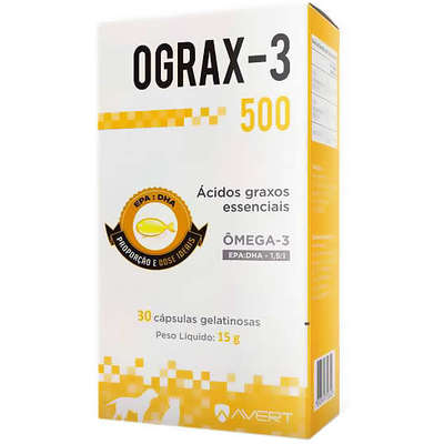 SUPLEMENTO AVERT OGRAX-3 500 MG PARA CÃES E GATOS 30 CAPSULAS / 15 G