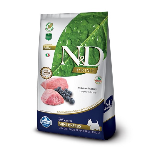 FARMINA - RAÇÃO N&amp;D PRIME CORDEIRO E BLUEBERRY P/ CÃES ADULTOS MINI 800 G