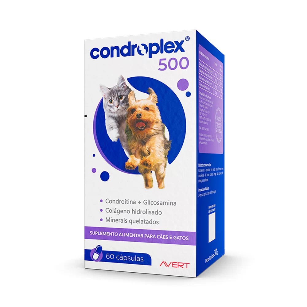 SUPLEMENTO AVERT CONDROPLEX 500 CÃES E GATOS C/ 60 COMPRIMIDOS