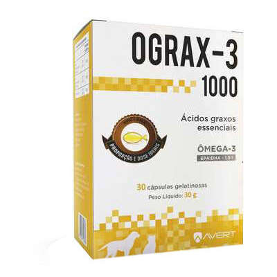 SUPLEMENTO AVERT OGRAX-3 1000 MG PARA CÃES E GATOS 30 CAPSULAS / 30 G