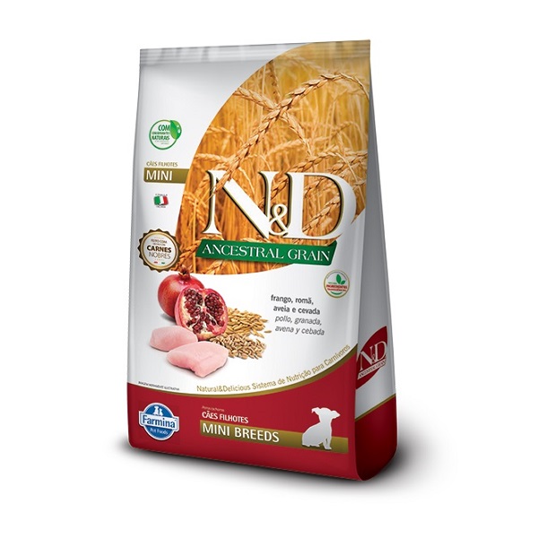 FARMINA - RAÇÃO N&amp;D ANCESTRAL GRAIN FRANGO/ROMÃ/AVEIA/CEVADA P/ CÃES FILHOTES MINI 2,5 KG