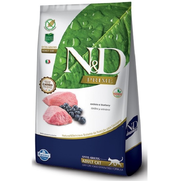 FARMINA - RAÇÃO N&amp;D PRIME CORDEIRO E BLUEBERRY P/ GATOS ADULTOS 400 G