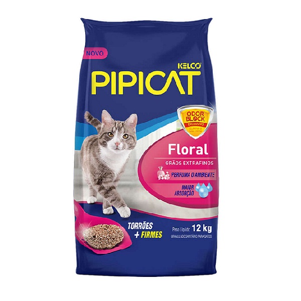 AREIA HIGIÊNICA PIPICAT FLORAL 12 KG