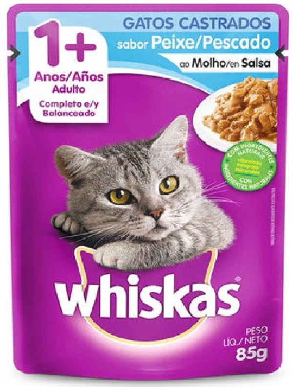 WHISKAS SACHÊ P/ GATOS ADULTOS CASTRADOS PEIXE AO MOLHO 85 G