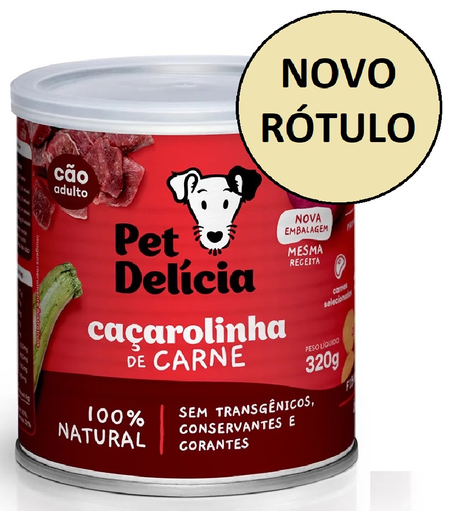 PET DELÍCIA - COMIDA NATURAL ÚMIDA P/ CÃES ADULTOS CAÇAROLINHA DE CARNE 320 G