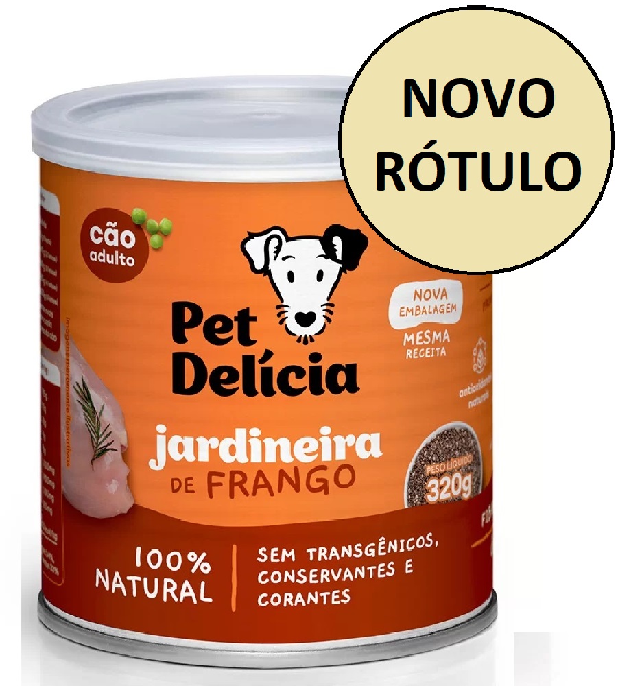 PET DELÍCIA - COMIDA NATURAL ÚMIDA P/ CÃES ADULTOS JARDINEIRA DE FRANGO 320 G