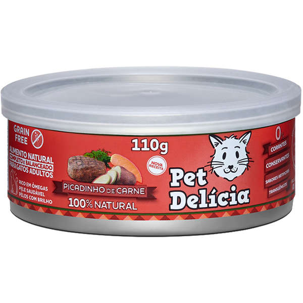 PET DELÍCIA - COMIDA NATURAL ÚMIDA P/ GATOS ADULTOS PICADINHO DE CARNE 110 G