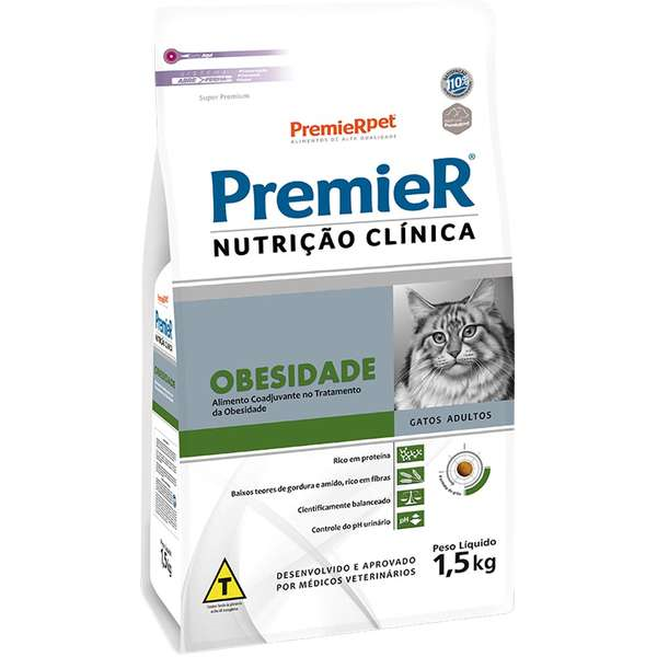 PREMIER NUTRIÇAO CLINICA OBESIDADE GATOS 1,5 KG