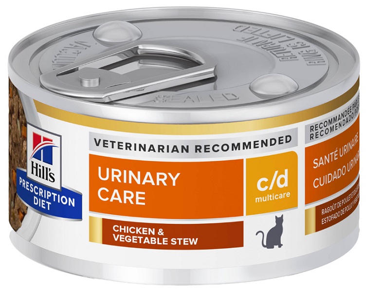 HILLS PRESCRIPTION DIET FELINE C/D CHICKEN (FRANGO) &amp; VEGETABLE STEW CUIDADO URINARIO 82 G