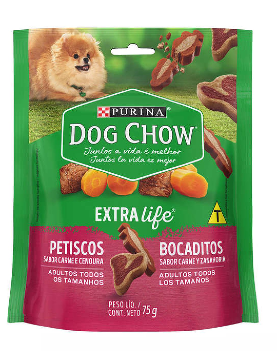 PETISCO DOG CHOW EXTRA LIFE SABOR CARNE/CENOURA 75 G