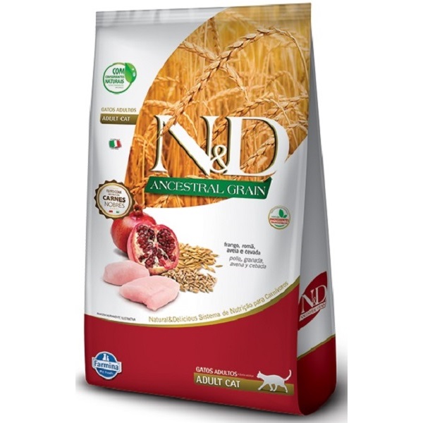 FARMINA - RAÇÃO N&amp;D ANCESTRAL GRAIN FRANGO/ROMÃ/AVEIA/CEVADA P/ GATOS ADULTOS 400 G