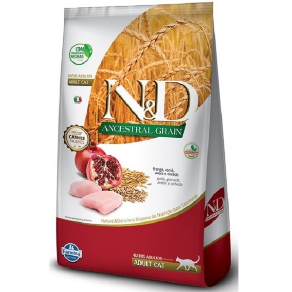 FARMINA - RAÇÃO N&amp;D ANCESTRAL GRAIN FRANGO/ROMÃ/AVEIA/CEVADA P/ GATOS ADULTOS 1,5 KG