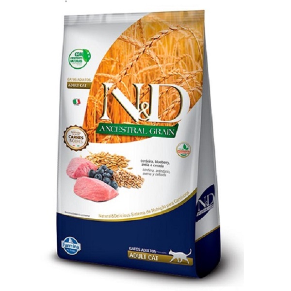 FARMINA - RAÇÃO N&amp;D ANCESTRAL GRAIN CORDEIRO/BLUEBERRY/AVEIA/CEVADA P/ GATOS ADULTOS 1,5 KG