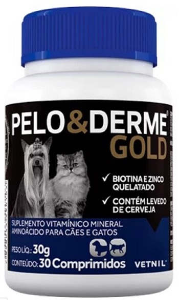 SUPLEMENTO VETNIL PELO E DERME GOLD 30 COMPRIMIDOS