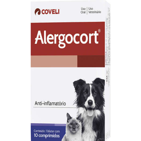 ANTI-INFLAMATÓRIO COVELI PARA CÃES E GATOS ALERGOCORT 10 COMPRIMIDOS