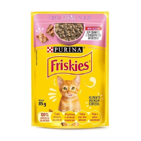 FRISKIES SACHÊ P/ GATOS FILHOTES CARNE AO MOLHO 85 G (C-15)