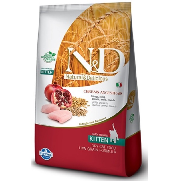 FARMINA - RAÇÃO N&amp;D ANCESTRAL FRANGO/ROMÃ/QUINOA/AVEIA/CEVADA P/ GATOS FILHOTES KITTEN 1,5 KG