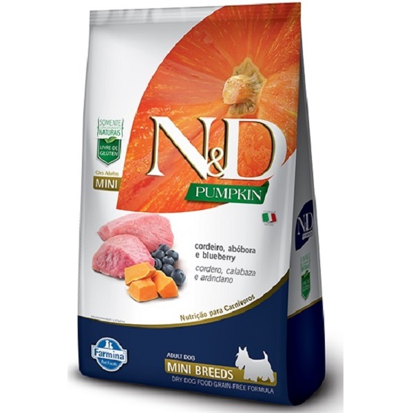 FARMINA - RAÇÃO N&amp;D PUMPKIN CORDEIRO/ABÓBORA/BLUEBERRY P/ CÃES ADULTOS MINI 800 G