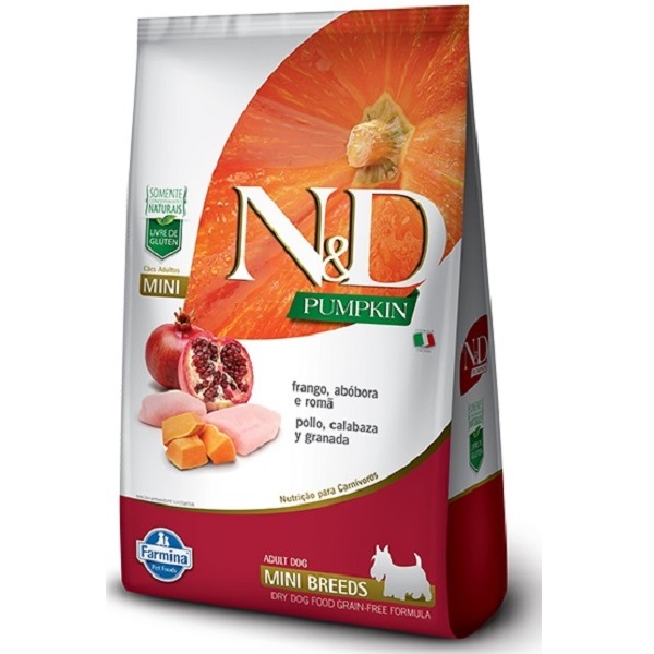 FARMINA - RAÇÃO N&amp;D PUMPKIN FRANGO/ABÓBORA/ROMÃ P/ CÃES ADULTOS MINI 800 G